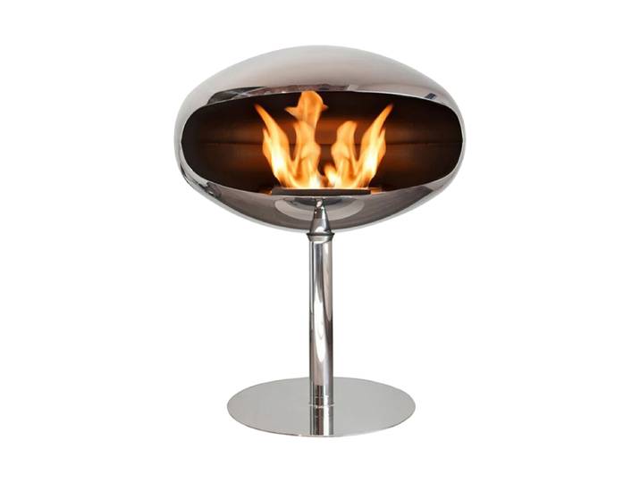 Design Bioethanol Kamin „Cocoon Pedestal“ - Edelstahl poliert Silber Cocoon Fires