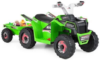 Costway 6V Kids Electric ATV Quad Car with Detachable Trailer-Green