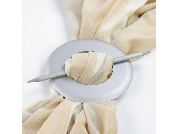 Raffspange LIEDECO, silber (silberfarben), Ø:10,5cm, Obermaterial: 100% Holz, Raffhalter, Raffspange, aus Holz