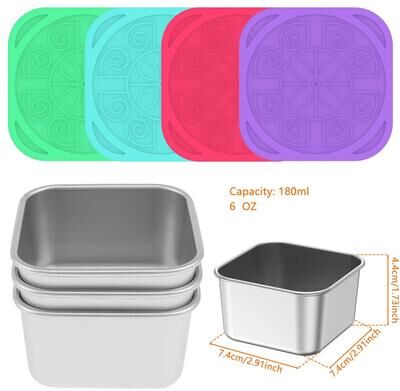 Uplifted Finds Stainless Steel Snack Containers & Leakproof Salad Dressing Box Set b 4 Pcs 180 Ml