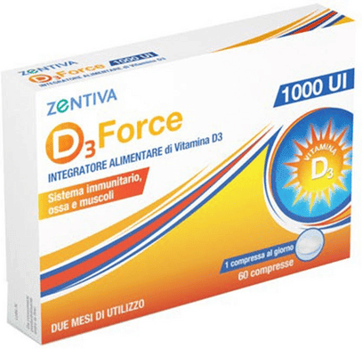 Zentiva D3 Force Integratore Per le Difese Immunitarie 1000 UI 60 Compresse