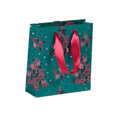Clairefontaine 5x Geschenktasche S 12x4,5x13,5 cm, Weihnachten Velvet - Grün 212888C