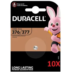 10x Duracell Uhrenbatterie D377 1,55V 28mAh AgO 1er Blister