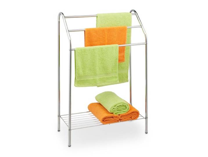 Relaxdays Handdoekenrek met plank zilver