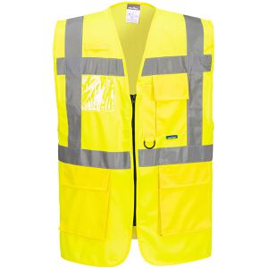 Portwest Warnweste Berlin Exekutiv S476, gelb, Erwachsenenweste, DIN EN 20471, Gr. S