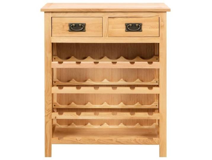 Casier à bouteilles en bois de chêne massif - AKOZON - 72x32x90cm - 24 bouteilles - 2 tiroirs