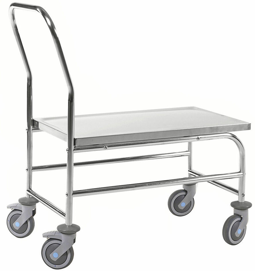 Edelstahl-Plattformwagen, Tragfähigkeit 100 kg, LxBxH 880 x 500 x 965 mm Kongamek