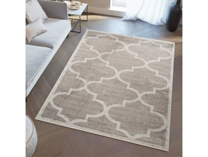 TAPISO Tapis Salon Poils Ras LAZUR Gris Foncé Trèfle Marocaine Polypropylène Intérieur 140x190 cm
