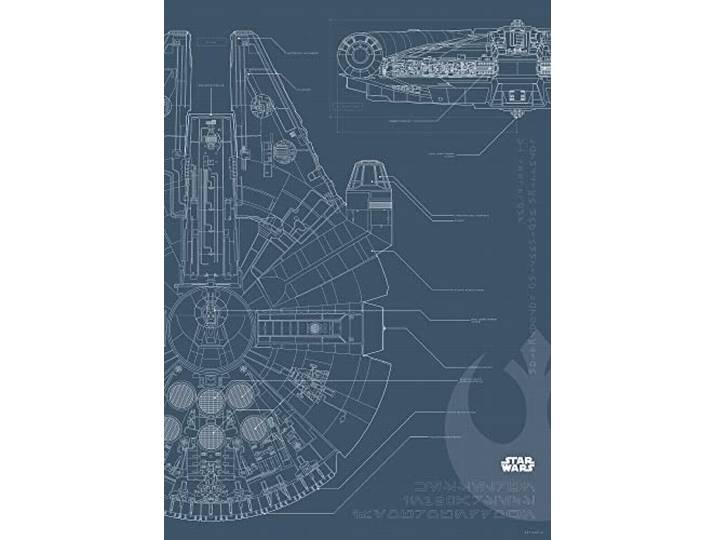 Komar Star Wars Blueprint Falcon - Größe: 50 x 70 cm, Wandbild, Poster, Kunstdruck (ohne Rahmen)