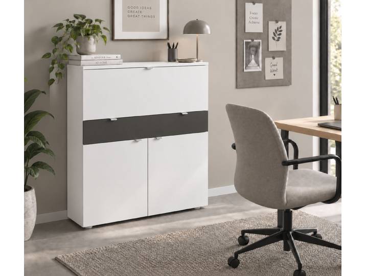 Sekretär BORCHARDT MÖBEL Dolly , weiss (weiß graphit), B:110cm H:109cm T:35cm, Sekretäre, Sekretär, platzsparend, Home-Office-Schreibtisch, Breite 110 cm, Made in Germany