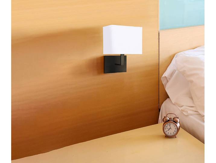 Applique murale LED Hotel 20 x 26 x 14cm Blanc/Noir/Noir Tissu mélangé E27