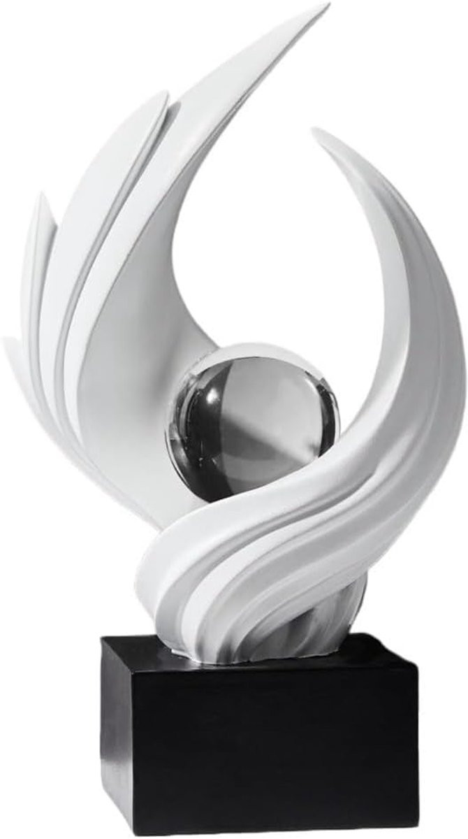 Abstract Kunstbeeld Moderne Sculptuur Wit - 30 cm Hoog