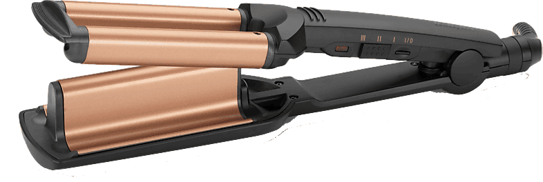 Plancha de pelo - Babyliss W2447E, 3 Ajustes, Advanced Ceramics, Triple tenacilla, Negro