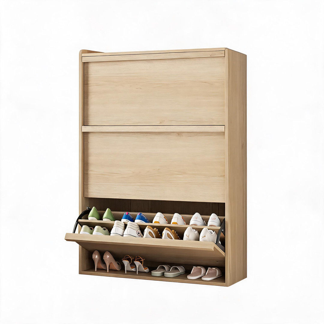 East Urban Home 25 Pair Shoe Storage Cabinet Wood color 25