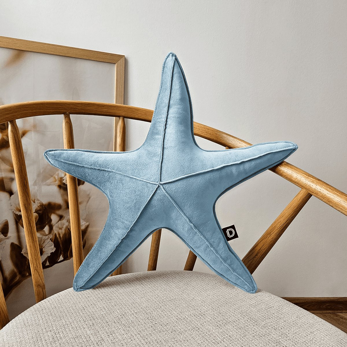 Decordruk VELVET Grote Stervormige Kussen Blauw Velvet Stof