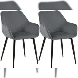 Proregal CHEFGASTRO 2er Set Esszimmerstuhl DETROIT Samt HxBxT 82x52x63cm Dunkelgrau Küchenstuhl