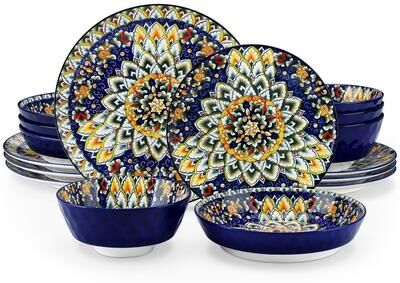 vancasso SIMI 16-piece Bohemian Porcelain Pattern Dinnerware Set
