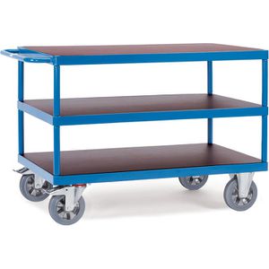Fetra Tischwagen 12423, aus Metall & Holz, mit 3 Etagen, Tragkraft 1200kg, 1200 x 800mm