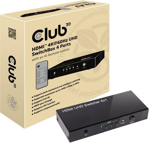 club3D CSv-1370 4 Port HDMI-Switch 4096 x 2160 Pixel