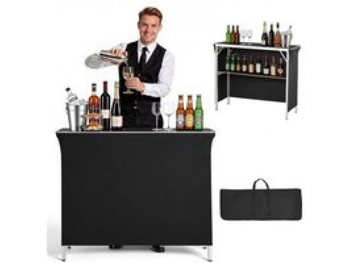 VEVOR Messetheke Klappbar, 1100x385x885 mm, Empfangstheke mit Tragetasche, Ablagefach, Rezeptionstheke, Messestand, Bartisch, Faltbare Mobile Barstation für Veranstaltungen, Partys & Messen