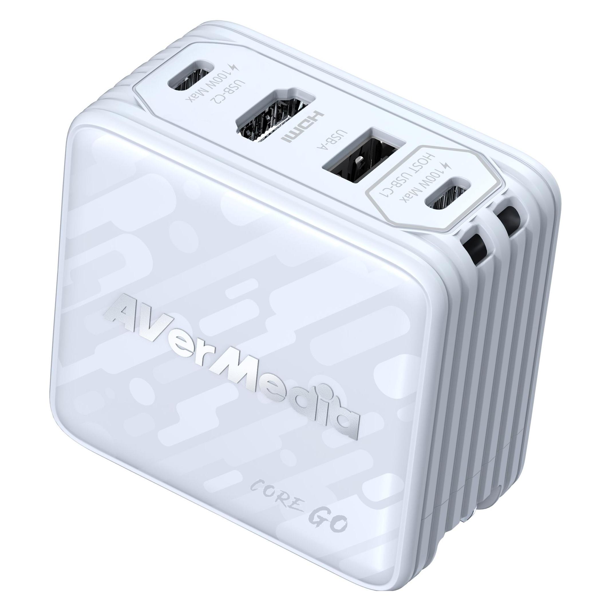 AVerMedia Ladedock, Core GO (GC313) White, 100W GaN, HDMI (100 W, 3 Ports) (40AAGC313AWP)