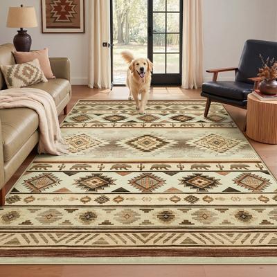 Bluebell Southwestern Area Rug, OEKO-TEX Machine Washable Rustic Tribal Rug