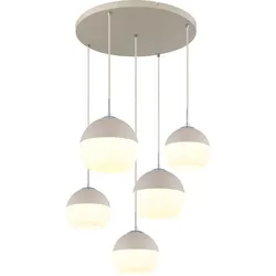 Pendelleuchte Hängeleuchte Deckenlampe weiß sandfarben matt Glas rund H 120 cm
