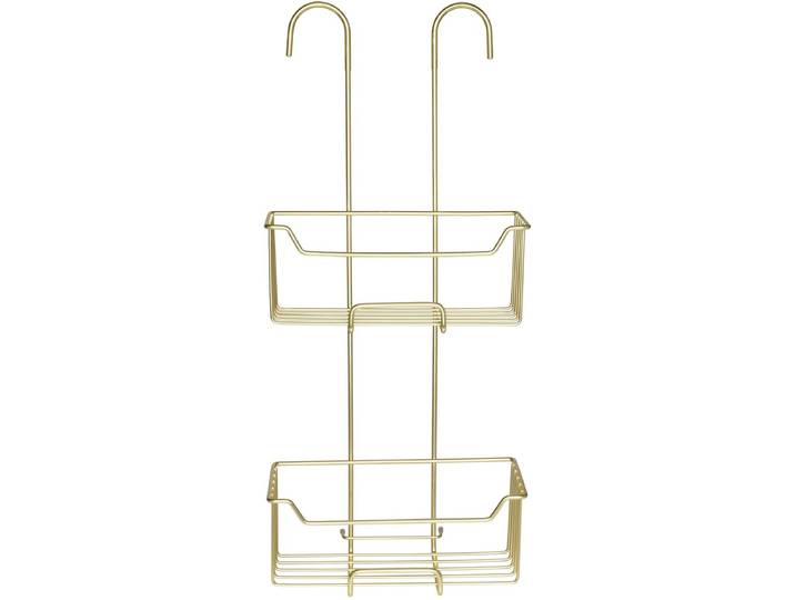 WENKO Doucherek Milo 2-laags RVS goudkleur 25x55cm - Zonder boren - Doucherekje hangend - Douchemand - Douchecaddy ophangbaar