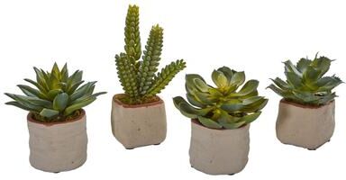 Nearly Natural Mixed Succulent Artificial Plant (Set of 4)