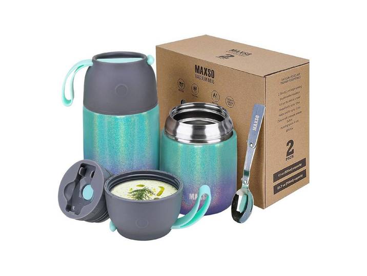 LuxusKollektion Thermobehälter Thermobehälter 500ml 700ml Edelstahl Regenbogenfarben 500 ml + 700 ml, Metall
