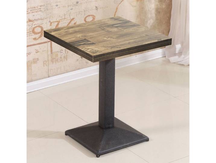OHMG-Table Carrée À Un Seul Pied-Fer Et Bois-Stabilité Structurelle-Pour Bars Et Salles À Manger-60*60*75cm-Style Européen