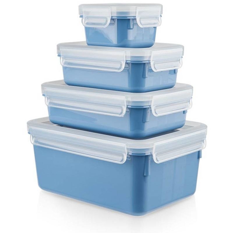 emsa Frischhaltedosen-Set CLIP & CLOSE 5,8 / 5,8 / 5,8 / 9,9 cm hoch blau 0,2 / 0,55 / 0,8 / 2,2 l, 1 Set