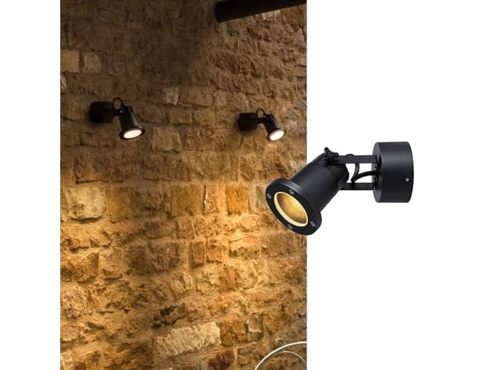 SLV Applique en saillie NAUTILUS WL QPAR51/Éclairage pour murs; allées; entrées; spot LED d'extérieur; lampe en saillie d'extérieur; lampe de jardin/GU10 IP54 11W noir