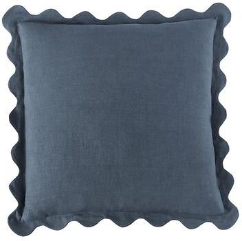 "Rue Scalloped Linen Pillow - Cornflower - 20"" x 20"" - Ballard Designs"