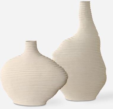 Uttermost Duostacked Matte White Vases (Set of 2)