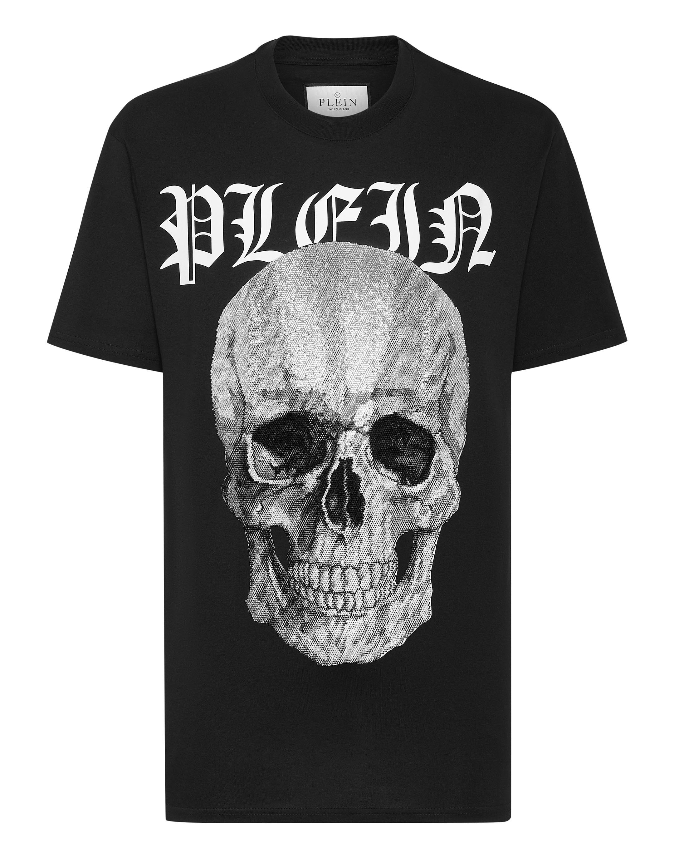 Philipp Plein T-Shirt mit Skull-Print und Rundhals - Schwarz