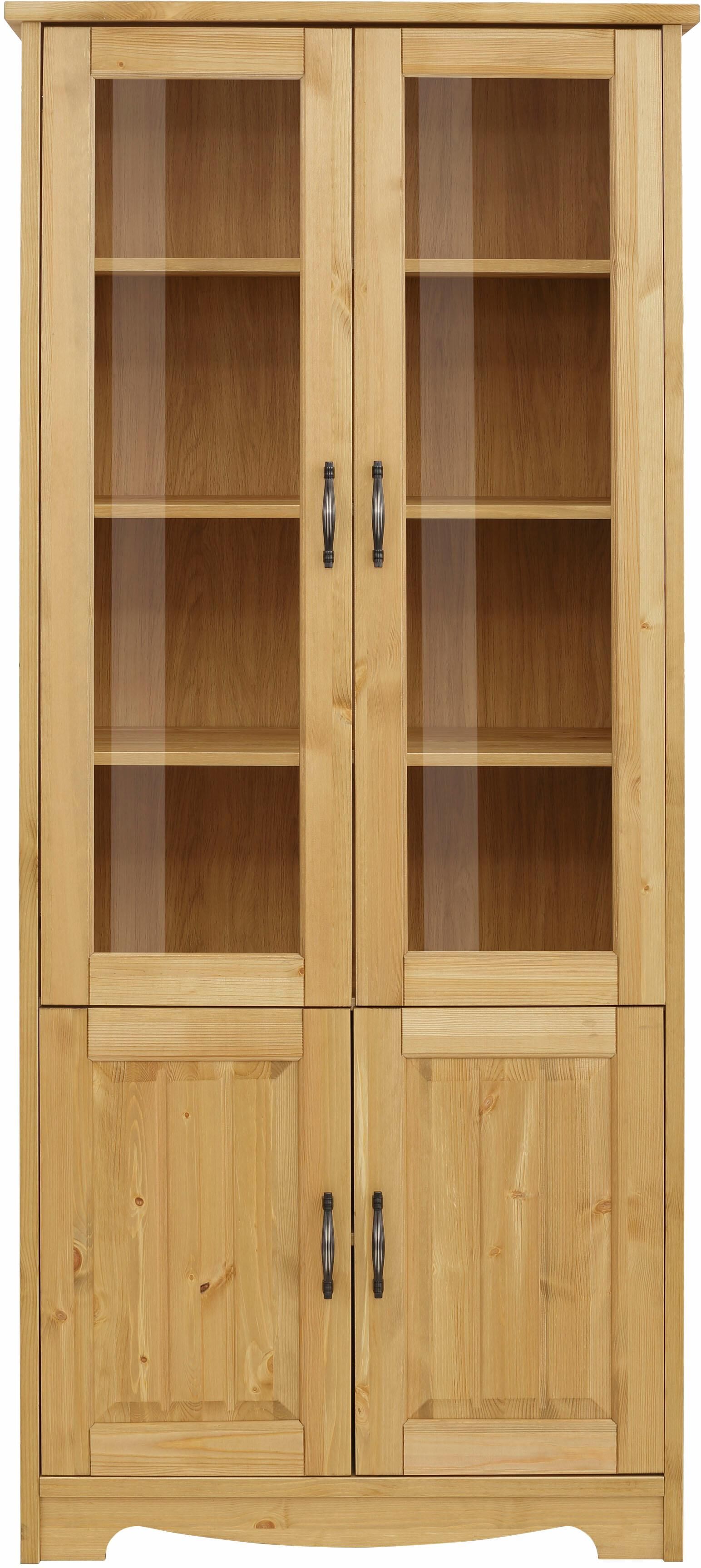 Vitrine OTTO HOME "Trinidad", beige (natur, geölt), Schränke, Vitrine, 4-türig, Breite 85 cm