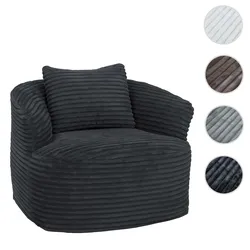 Sessel HWC-P18, Loungesessel Relaxsessel Polstersessel Cocktailsessel, Stoff/Textil Cord (370g/m2) ~ dunkelgrau