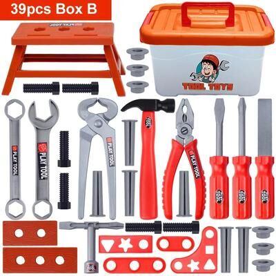 Lush Living Finds Kids Power Construction Toy, Children Tool Set With Electric Toy Drill, Build & Pretend Play Toolkit For Toddlers 39pcs Box B