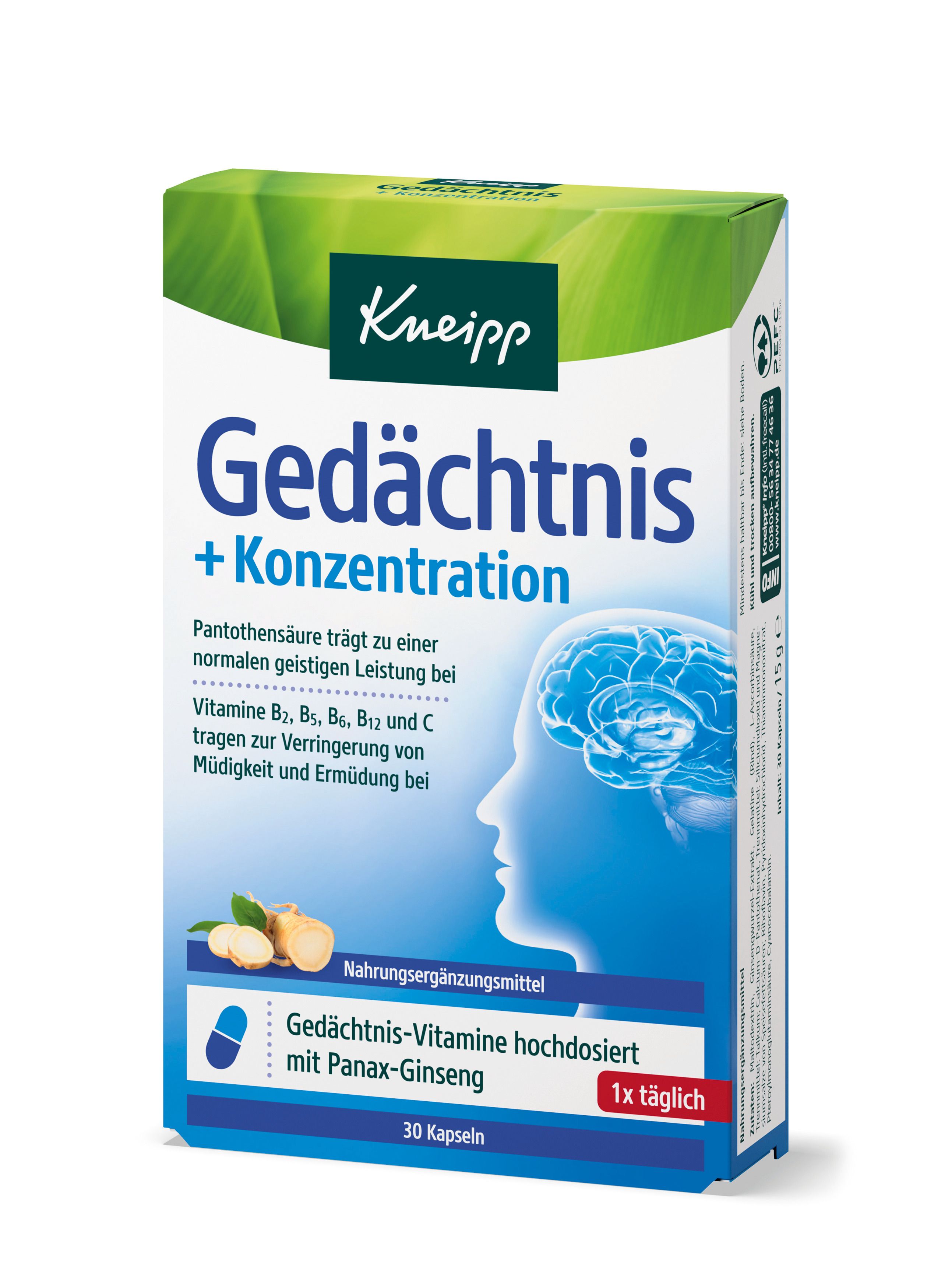 Kneipp Gedächtnis+Konzentration Kapseln 30 St
