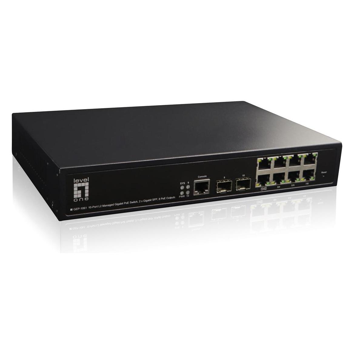 LevelOne Switch 10x GE GEP-1061 2xGSFP 8xPoE (10 Ports) (GEP-1061NEUEVERSION)
