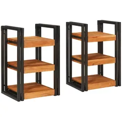 vidaXL Nachttisch 2 pcs Braun und Schwarz Massivholz Akazie