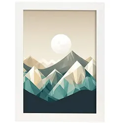 POSTER Verschneite Berge A3 Weißer Rahmen