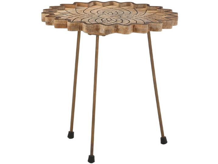 loft24 Wohnzimmertisch Kamille - Couchtisch Sofatisch Ablagetisch Beistelltisch, Couchtisch aus Mangoholz, Blütenform, handgefertigt