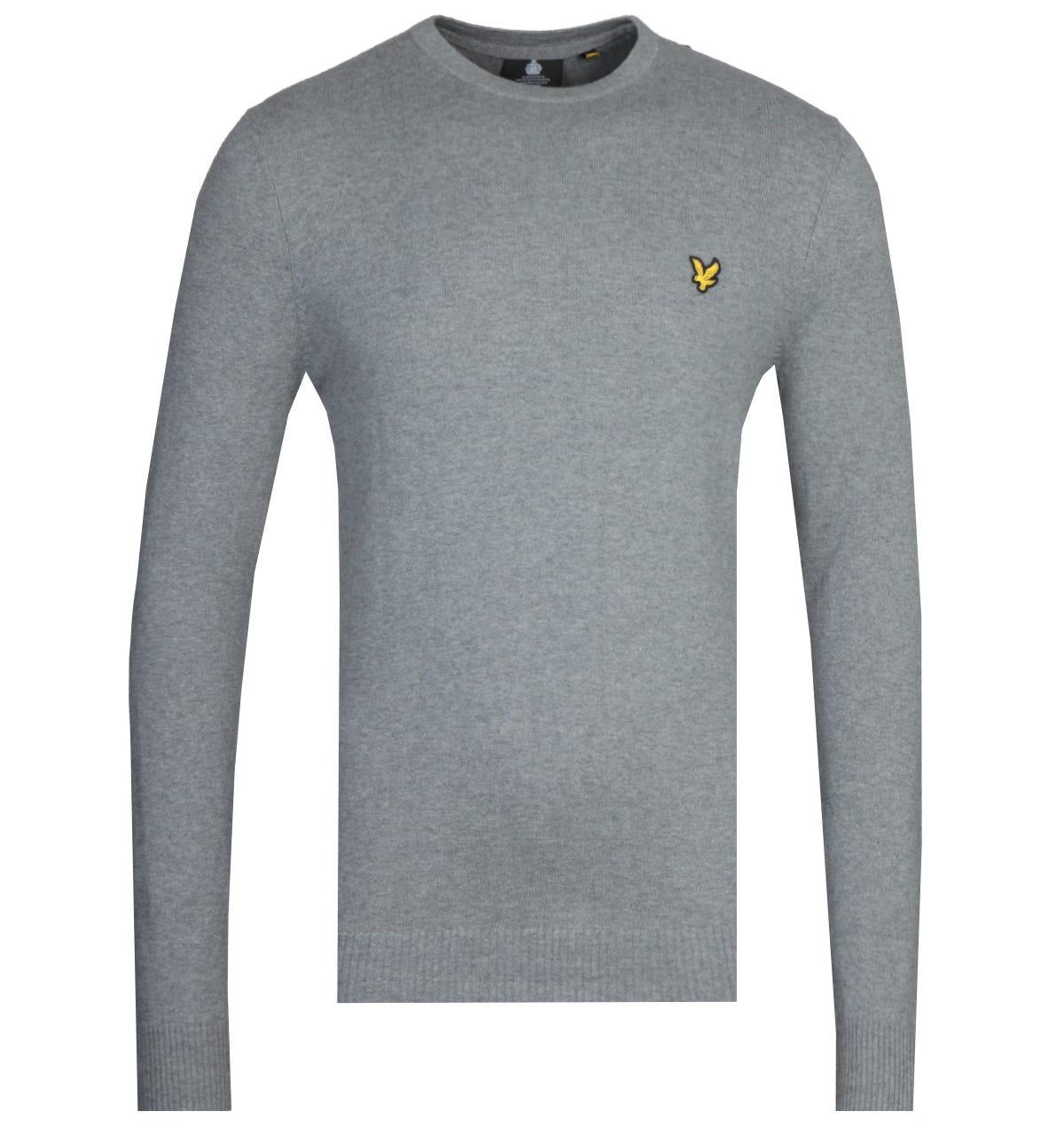 Lyle & Scott Mittelgrau melierter Baumwoll-Merinopullover