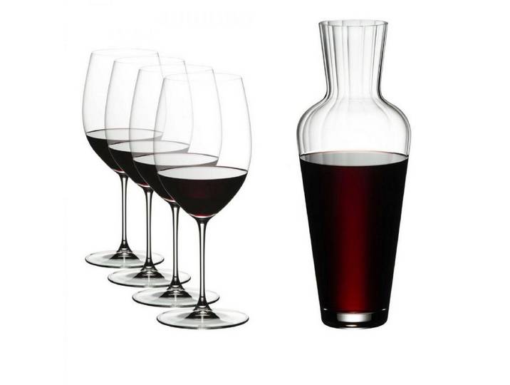 RIEDEL THE WINE GLASS COMPANY Rotweinglas Veritas Cabernet/Merlot Gläser und Mosel Dekanter (5-teilig)
