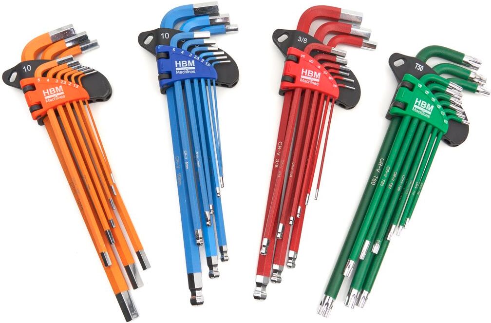 HBM Ensemble de clés Allen professionnelles 36 pièces MM, INCH, TORX