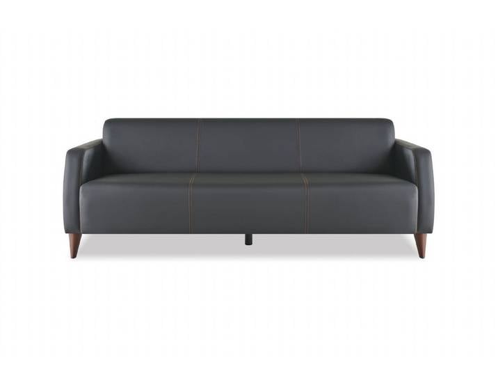 Xlmoebel 3-Sitzer Schwarzes Ledersofa mit Holzbeinen – Modern und vielseitig, 3-Sitzer 1 Teile, Made in Europa
