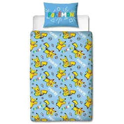 Lyo, Kinderbettwäsche, Pokémon - Parure de lit en microfibre Pikachu dans tous ses états (200x140cm 63x63cm) (200 x 140 cm, 63 x 63 cm)