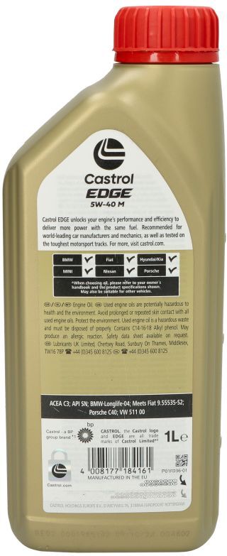 Moottoriöljy Castrol 15f70f Edge 5w40 1l